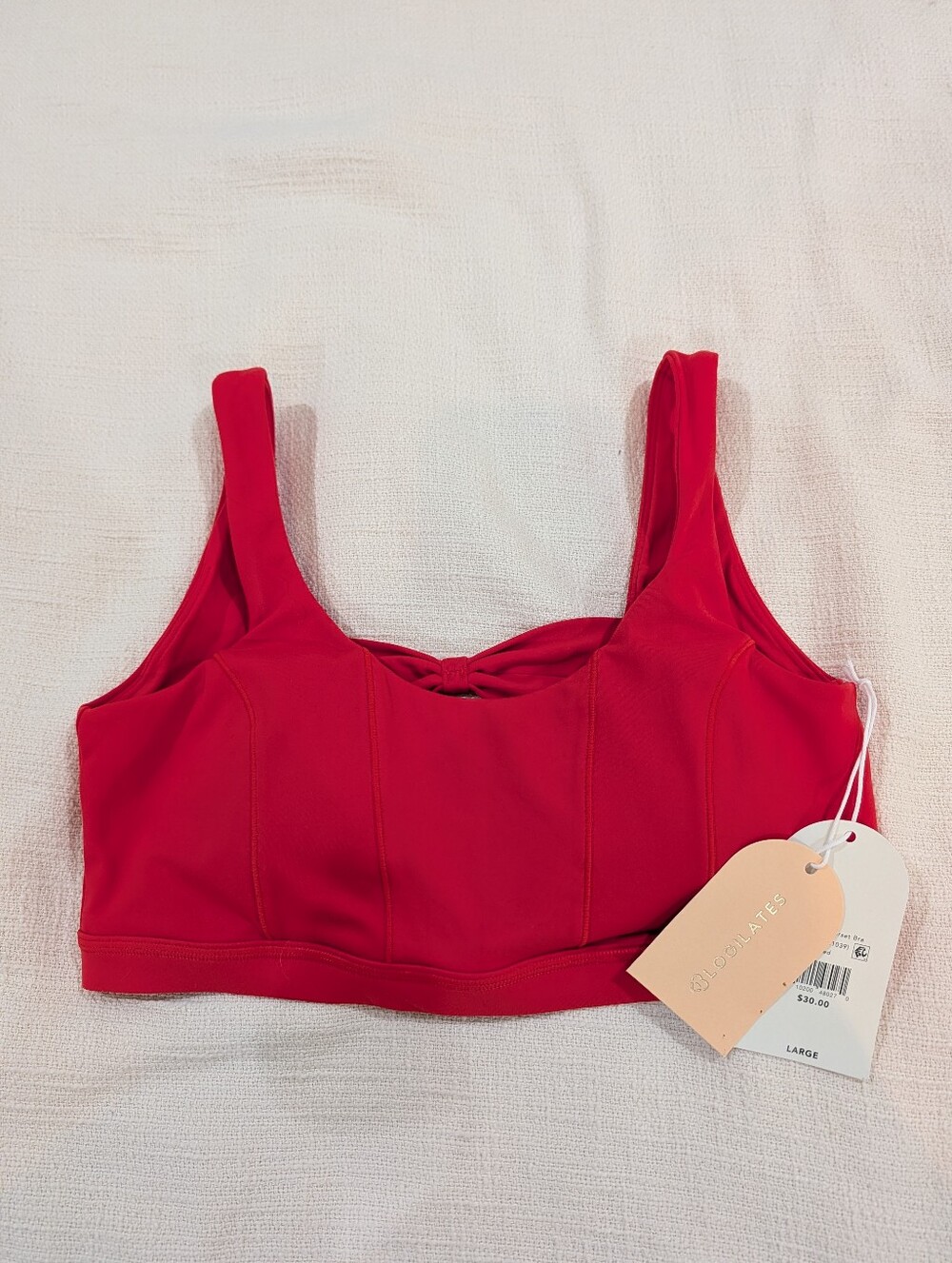 Blogilates Bow Back Corset Sports Bra size L NWT